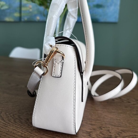 NEW! NWT Michael Kors Katya Small Flap Satchel Crossbody Purse Bag Ivory - Picture 2 of 11